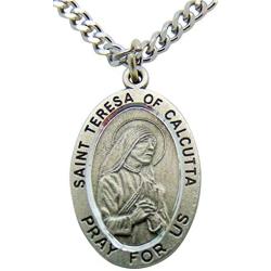 Westman Works Saint Teresa of Calcutta Medal Pewter 7/8 Inch Long with Stainless Steel Chain & Gift Box
