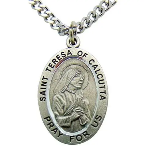 Westman Works Saint Teresa of Calcutta Medal Pewter 7/8 Inch Long with Stainless Steel Chain & Gift Box Westman Works Saint Teresa of Calcutta Medal Pewter 7/8 Inch Long with Stainless Steel Chain & Gift Box