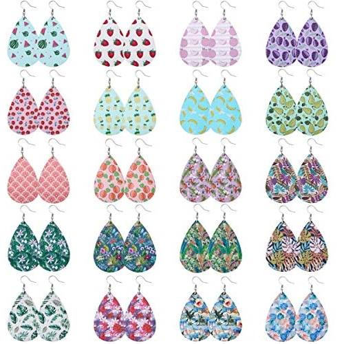 UMTNOR Teardrop Faux Leather Earrings Set Drop Dangle Earrings Lightweight Leather Earrings for Women Jewelry