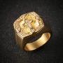 AsAlways Mens Retro Vintage Crusade Cross Biker Religious 18K Gold Plated Stainless Steel Cubic Zirconia CZ Cross Paladin Ring Size 7-13
