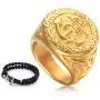 Gungneer Goldtone Anchor Navy Ring Stainless Steel Eagle Pattern Millitary Jewelry Power Gift Accessory for Mens Womens Gungneer Goldtone Anchor Navy Ring Stainless Steel Eagle Pattern Millitary Jewelry Power Gift Accessory for Mens Womens