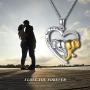 LONAGO 925 Sterling Silver Lucky Double Elephant Necklace I Love You Forever Heart Pendant Valentines Animal Jewelry Gift for Women Girlfriend