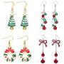 Christmas Earrings Set for Women Jingle Bell Gift Bow Red Bow Holiday Party Drop Earrings Set Festival Jewelry