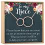 Niece Gift Necklace: From Aunt, Niece Confirmation, Niece Birthday, Niece Jewelry, 2 Interlocking Circles (rose-gold-plated-brass, NA)