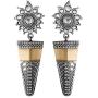 Aheli Oxidized Intricate Floral Design Crafted Dangle Jhumka Earrings Set Ethnic Antique Indo Western Fashion Jewelry for Women Girls