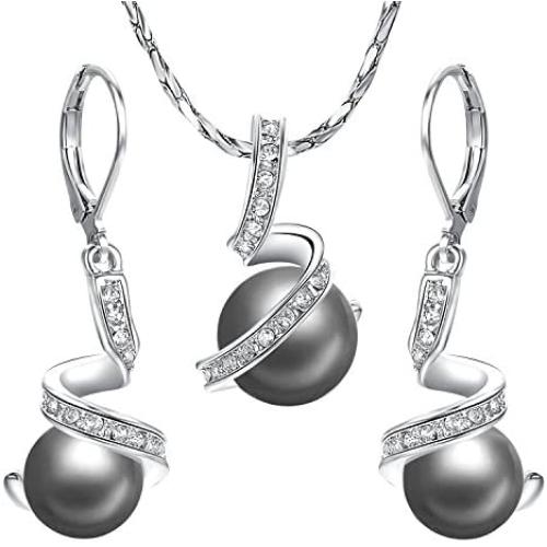 Yoursfs 18KGP Necklace Clip on Silver Earrings Vintage Knot Jewelry Set