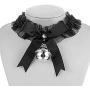 2Pcs/Set PU Leather Lace Choker Collar for Women Punk Necklace Cute Bow Lace Girls Cosplay Cat Bell Chokers