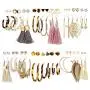 36 Pairs Bohe Earrings Set for Women Girls Fashion Cross Leather Dangle Acrylic Stud Hoop Earrings Jewelry for Birthday/Valentines Day Gifts