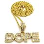 CBC Crown Stones Filled Hip Hop Words ASAP/DOPE Pendant in 24'' Cuban or Rope Chain Necklaces in Gold Tone