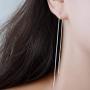 A Pair 925 Sterling Silver Tassel Threader Drop Earrings Long Chain Ear Line