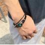 Dcfywl731 Fashion 12 Twelve Constellations Hand Woven Leather Bracelet and Moon Pendant Necklace Zodiac Sign Jewelry Set