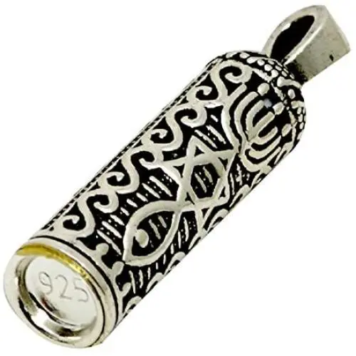 Silver 925 Grafted in Messianic Blessed Mezuzah Pendant and Chain Messiah Symbols from Israel