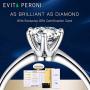 EVITA PERONI 925 Sterling Silver Open Ring Moissanite Simulted Diamond Wedding Gift for Women