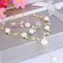 EVER FAITH CZ Crystal Cream Simulated Pearl Floral Vine Filigree Necklace Earrings Set EVER FAITH CZ Crystal Cream Simulated Pearl Floral Vine Filigree Necklace Earrings Set