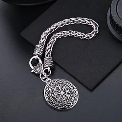 VASSAGO Vintage Norse Viking Vegvisir Compass Celtic Irish Knot Pendant Talisman Wheat Chain Bracelet