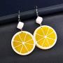 YOOE Geometric Cube Circle Tangerine Slices Lemon Dangle Earrings,Colorful Acrylic Fruits Pendant Earrings for Women Girls Birthday Gifts