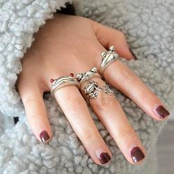 EXGOX Silver Frog Open Rings for Women Vintage Cute Animal Finger Ring Silver Fashion Party Jewelry Gifts