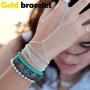 VITORIAS GIFT Women Hand Chain Attached Bangle Jewelry Slave Chain Link Finger Bracelet Jewelry