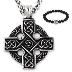 GUNGNEER Stainless Steel Interwoven Celtic Eternity Circle Knot Pendant Necklace Love Infinity Jewelry Men Women