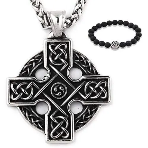 GUNGNEER Stainless Steel Interwoven Celtic Eternity Circle Knot Pendant Necklace Love Infinity Jewelry Men Women GUNGNEER Stainless Steel Interwoven Celtic Eternity Circle Knot Pendant Necklace Love Infinity Jewelry Men Women