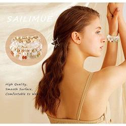 sailimue 6 Sets Bohemian Stackable Bead Bracelets for Women Men Multilayered Stretch Bangles Bracelet Set Boho Multicolor Jewelry …