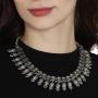 athizay Necklace Silver oxidized Indian Jewelry Chunky Beads Embellishments Choker Necklace