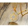 Mens Jewish Religious Symbol Jewelry Stainless Steel Star of David Hexagram Pendant Necklace with CZ