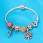 Sambaah Rose Gold Charms Sterling Silver fit Pandora Style Bracelets-Birthday/Heart/Angel Wing/Feather/Star