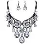 BriLove Womens Tribal Ethnic Crystal Chunky Statement Necklace Dangle Earrings Set
