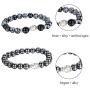 Aroncent 2 PCS Lodestone Snow Agate Beads Buddhist Bracelet Mala Religious Prayer with Buddha Head