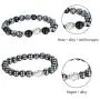 Aroncent 2 PCS Lodestone Snow Agate Beads Buddhist Bracelet Mala Religious Prayer with Buddha Head