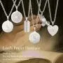 PROSTEEL Lords Prayer Heart Necklace, Stainless Steel Praying Hands Pendant & Chain, Mens Womens Necklace, 22inch-24inch, Come Gift Box