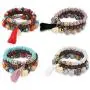 Thunaraz 4 Sets Bohemian Stretch Beaded Bracelets for Women Multilayer Stackable Bracelets Strand Bangles Thunaraz 4 Sets Bohemian Stretch Beaded Bracelets for Women Multilayer Stackable Bracelets Strand Bangles