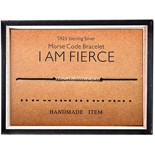 Morse Code Bracelet 925 Sterling Silver Beads on Silk Cord Secret Message I AM FIERCE bracelet Gift Jewelry for her