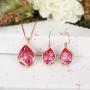 EVER FAITH 925 Sterling Silver Gift Jewelry for Women CZ Twist Teardrop Adjustable Pendant Necklace Earrings Set