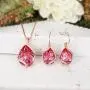 EVER FAITH 925 Sterling Silver Gift Jewelry for Women CZ Twist Teardrop Adjustable Pendant Necklace Earrings Set