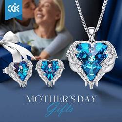 CDE Angel Wing Love Heart Necklaces and Earrings Silver Tone/Gold Tone Jewelry Sets Birthday/Anniversary Mother’s Day Jewelry Gifts for Women Mom/Wife/Sister/Best Friend