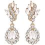 EleQueen Womens Austrian Crystal Art Deco Tear Drop Dangle Earrings Clip-on