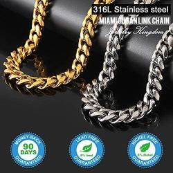 Jewelry Kingdom 1 Mens Necklace or Bracelet, 12MM Silver Cuban Link Chain for Mens Jewelry, Miami Chain Necklace for Women, High Polished 316L Stainless Steel(Length of 7-30inches)