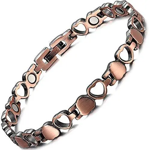 RainSo Womens Heart Design Pure Copper Health Magnetic Therapy Bracelets Pain Relief for Arthritis Adjustable with Gift Box RainSo Womens Heart Design Pure Copper Health Magnetic Therapy Bracelets Pain Relief for Arthritis Adjustable with Gift Box