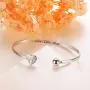 925 Sterling Silver Adjustable Open Cuff Heart Bangle Bracelet for Women Girls Inspirational Gift