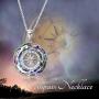 AOBOCO Compass Necklace Sterling Silver Circle Pendant Necklace with Color-changed Crystal, Birthday Graduation Jewelry Gift for Women Men Girls