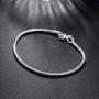 Bracelets Bangle, 3MM Snake Chain Round Charm Women Bracelet Minimalist Bangle Party Jewelry Gift - Silver