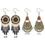 2 Pairs Bohemian Vintage Dangle Drop Earrings Handmade Ethnic Mexico Metal Pendant Seed Bead Tassel Earrings Set Boho Chic Jewelry for Women Girls