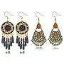 2 Pairs Bohemian Vintage Dangle Drop Earrings Handmade Ethnic Mexico Metal Pendant Seed Bead Tassel Earrings Set Boho Chic Jewelry for Women Girls