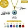 MIZZE Made for Luck Gold Plated 925 Sterling Silver 10 MM Round Glass Evil Eye Charm Pendant - 7 Colors to Choose from