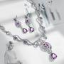 Neoglory Purple Cubic Zirconia Teardrop Jewelry Set Necklace Earrings Wedding Bridal Women Jewelry embellished with Crystals from Swarovski