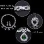 EVER FAITH Silver-Tone CZ Floral Leaves Water Drop Necklace Earrings Bracelet Set EVER FAITH Silver-Tone CZ Floral Leaves Water Drop Necklace Earrings Bracelet Set