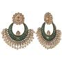 Efulgenz Indian Bollywood Antique Gold Plated Wedding Faux Pearl Crystal Rhinestone Dangle Chandbali Earrings Jewelry Set