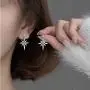 CZ Light Star Drop Dangle Earings for Women Teen Girls Sterling Silver Cubic Zirconia Hypoallergenic Nickel Free Crystal Hollow Stars Dangling Stud Dainty Jewelry for Valentine Anniversary Gift
